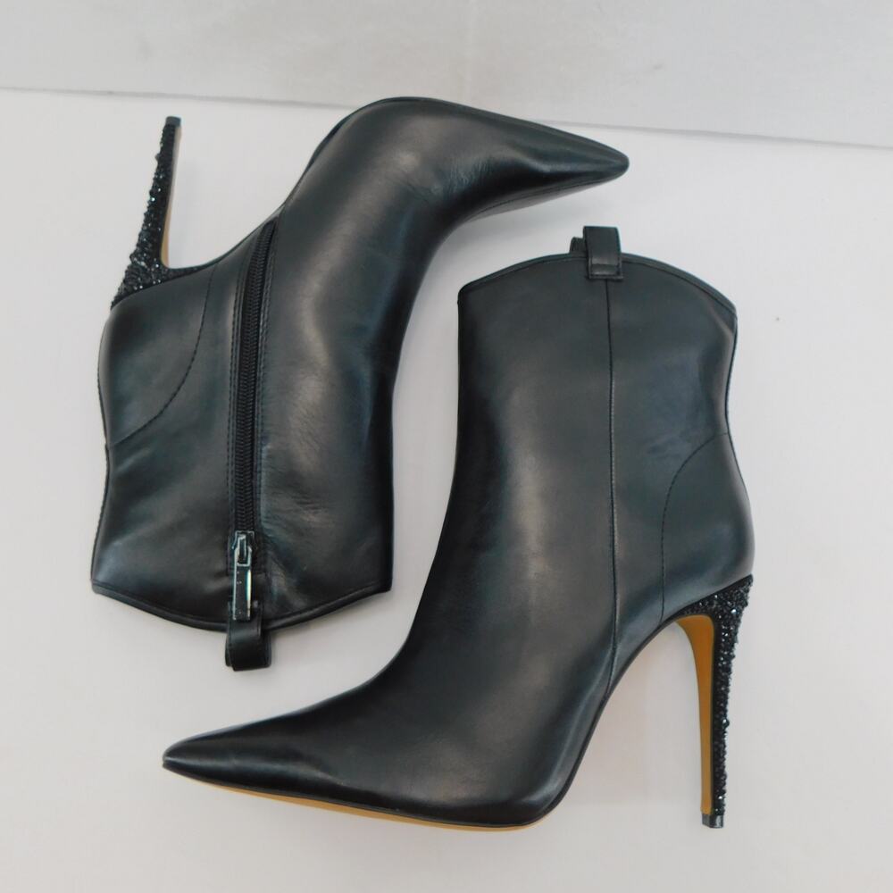 Karl Lagerfeld Women's Pairs Black Clea Leather Embellished Ankle Boots 6.5 New - Picture 7 of 14